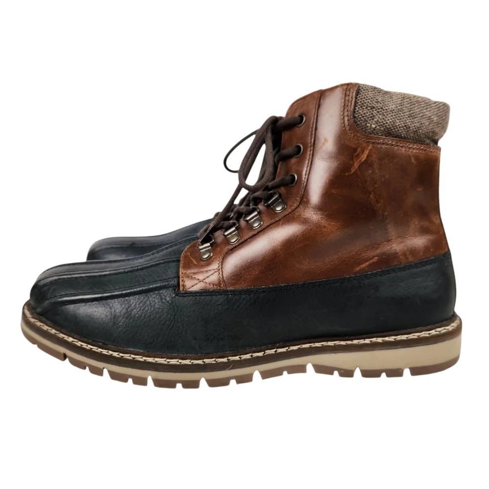 Crēvo Kannard Chestnut Brown Black Leather Water Resistant Duck Boot Men Size 13